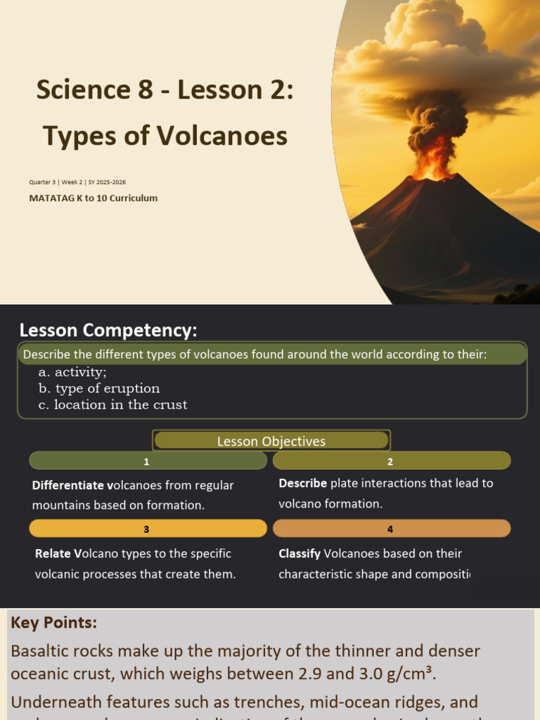 q3 - Lesson 2 - Types of Volcanoes | PDF | Volcano | Lava