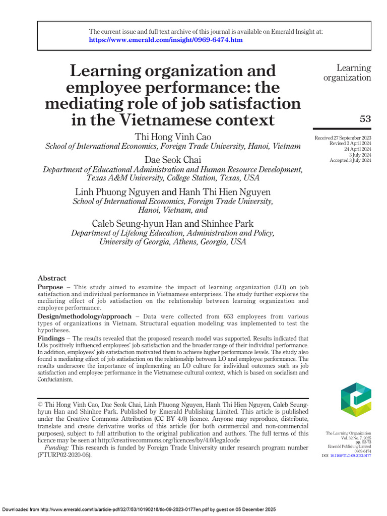 2. Learning Organization and Employee Performance the Mediating Role of ...