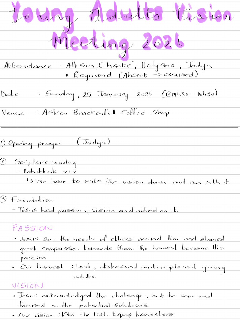 YA Vision 2026 Meeting Minutes - 260126 - 070431 | PDF