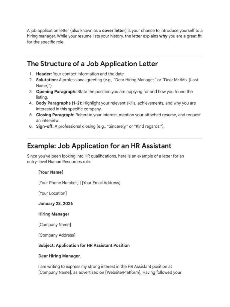 Writing A Job Application Letter | PDF | Résumé | Human Resources