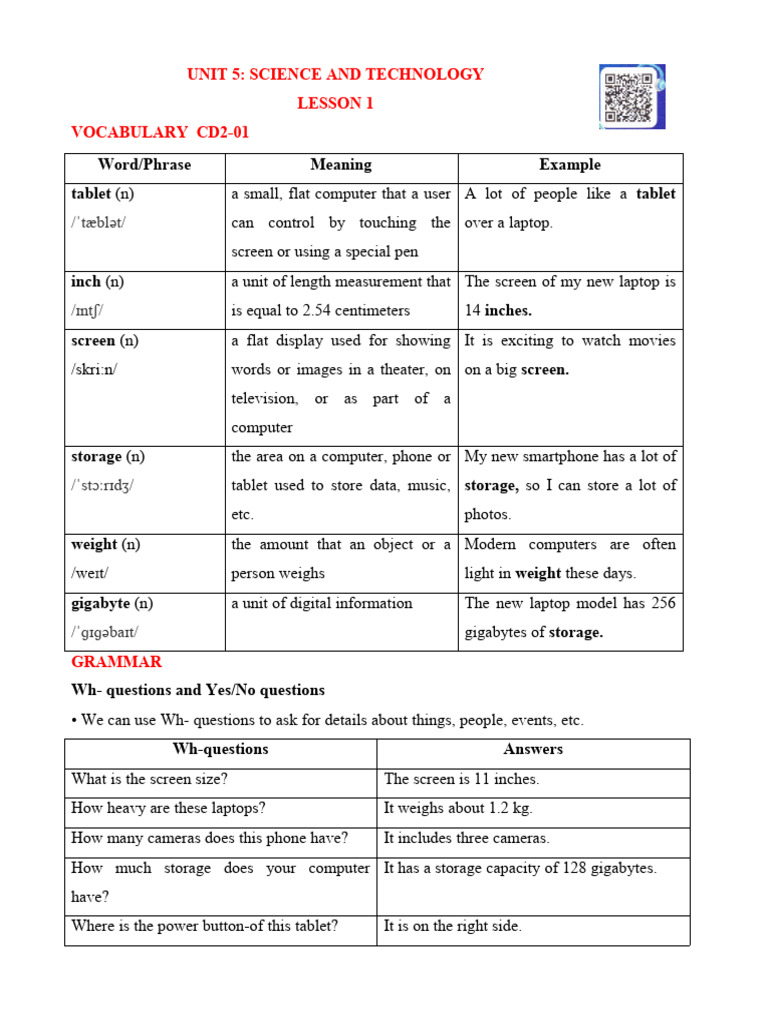B I Dư NG Ta Smart World 8 Unit 5.science and Techonoly | PDF ...