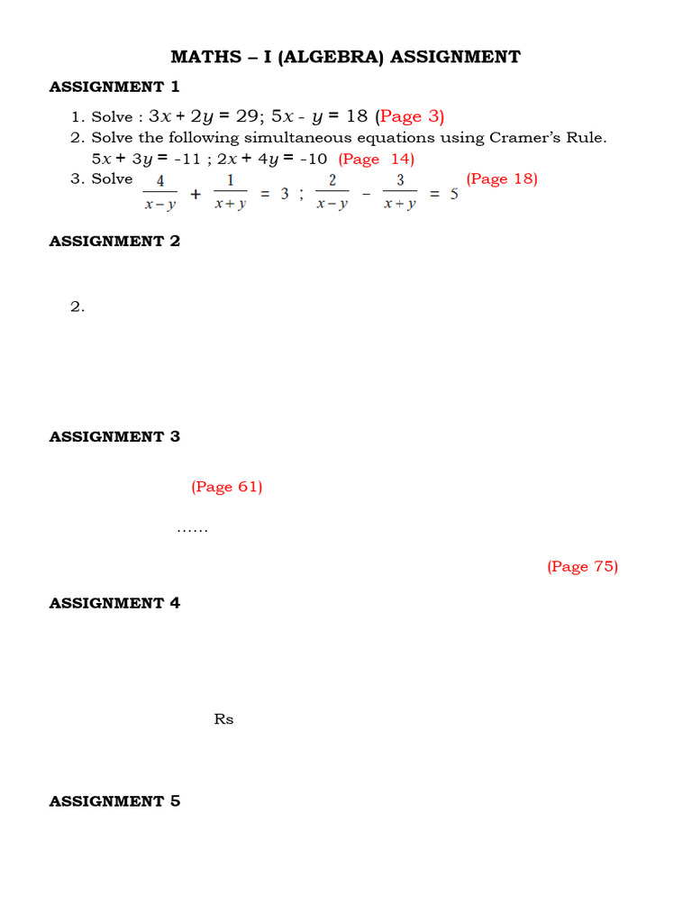 STD 10 Algebra Assignment | PDF