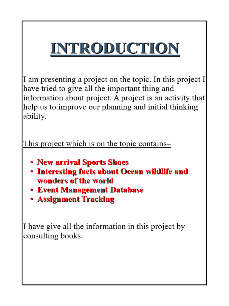 Introduction Project | PDF