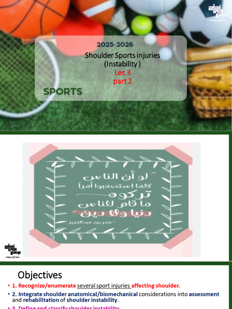 Sports - Injury - Template (1) Lec 3 Shoulder Part 2 | PDF | Shoulder ...