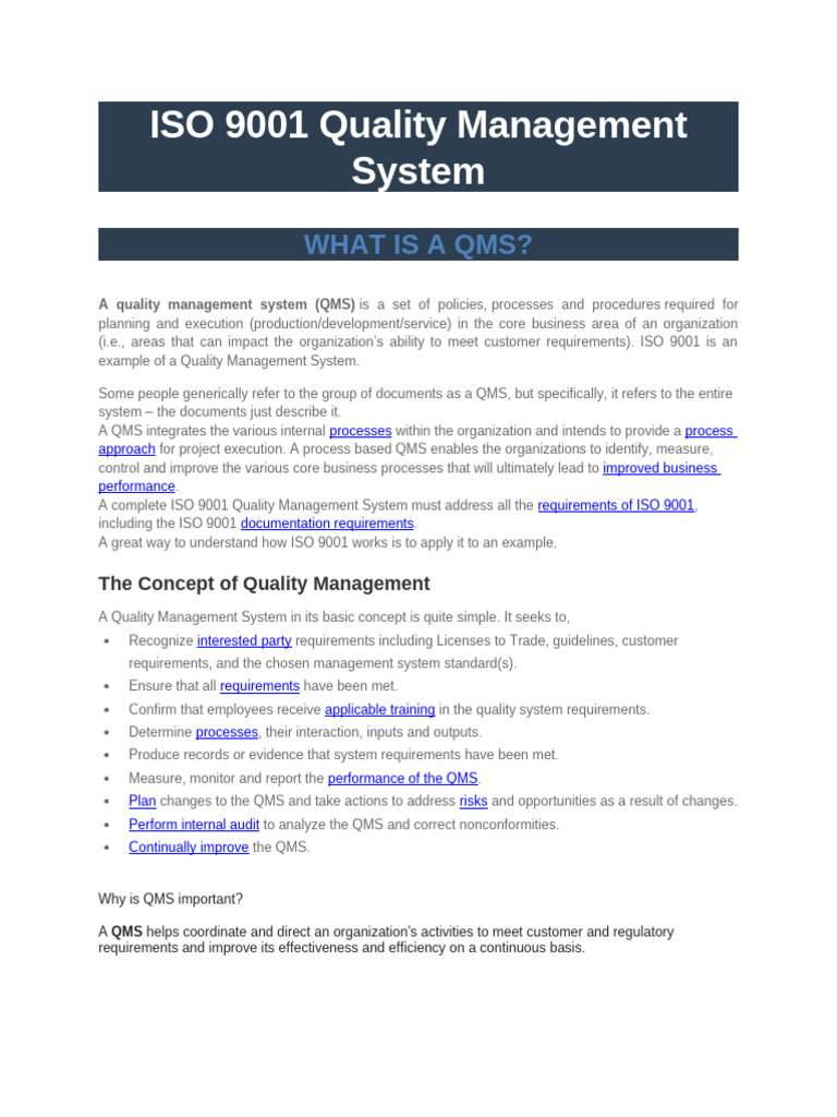 ISO 9001 Quality Management System | PDF | Quality Management System ...