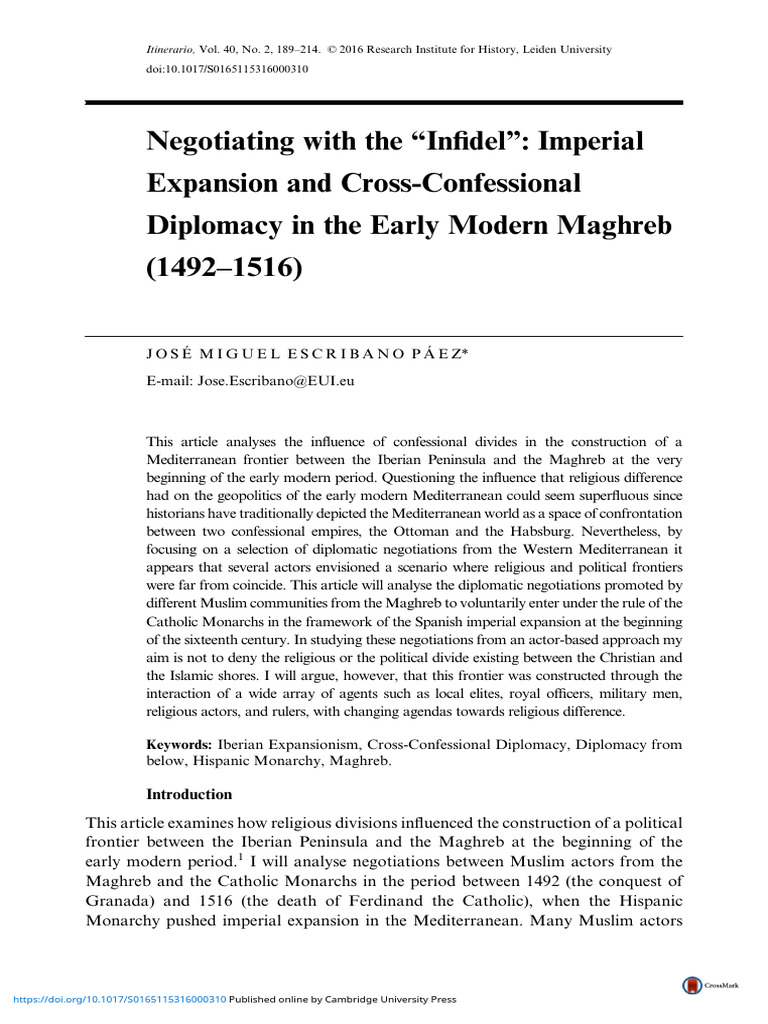 Negotiating With The Infidel Imperial Expansion and Cross Confessional ...