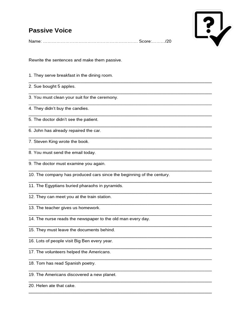Passive Voice Test | PDF