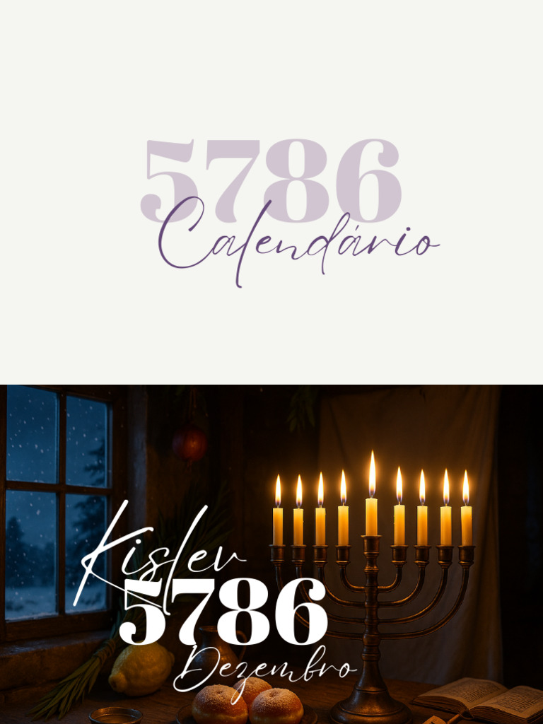Calendário 5786 Com Meses em Portugues | PDF | Hanukkah | Yom Kipur
