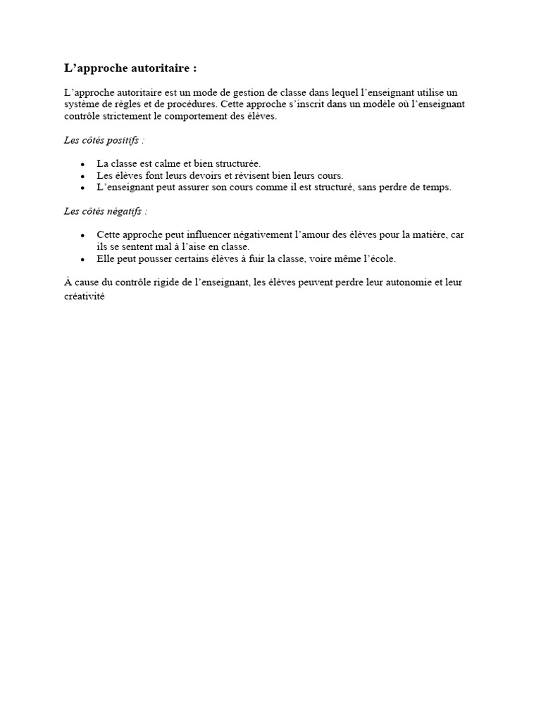 Approche Autoritaire | PDF