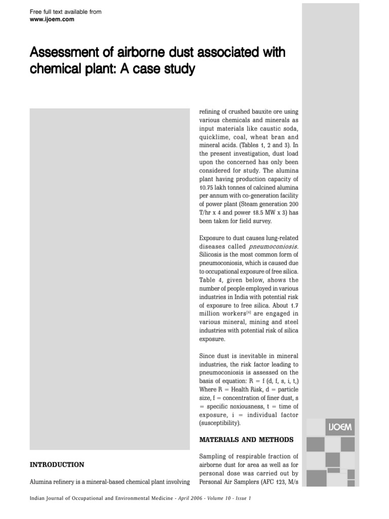 Assessment of Airborne Dust Associated With Chemical Plant A 40subwbkv4 ...