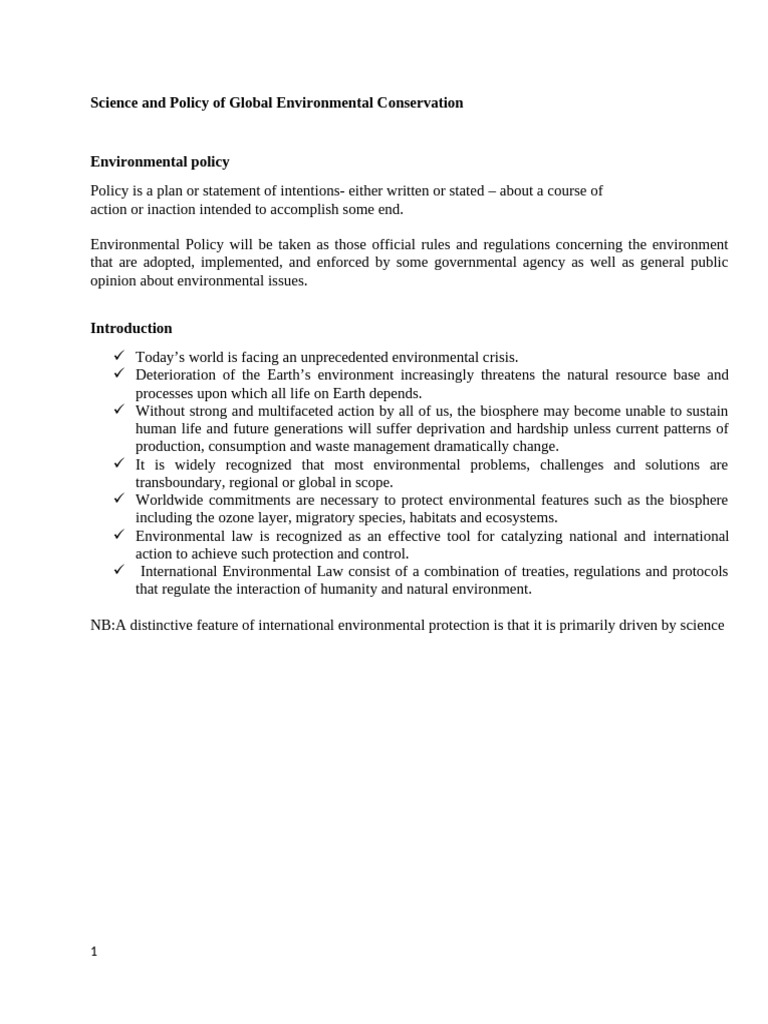 Science and Policies of Global Environmental Conservation | PDF | Kyoto ...