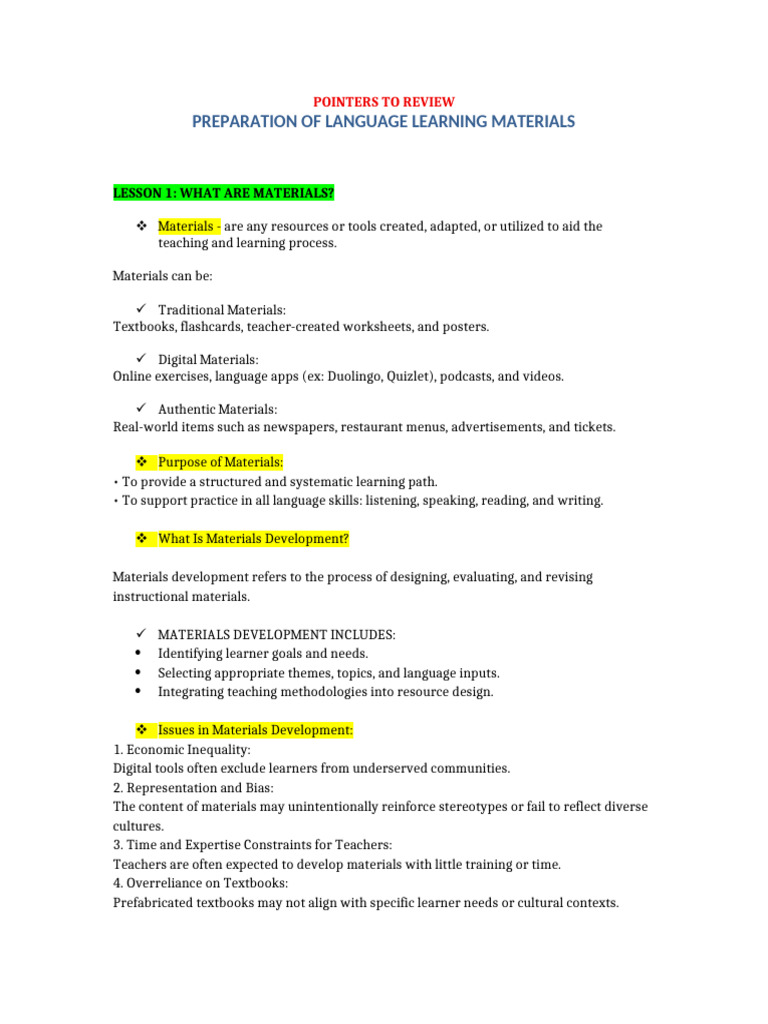 Pointers-Learning Materials | PDF | Learning | Teachers