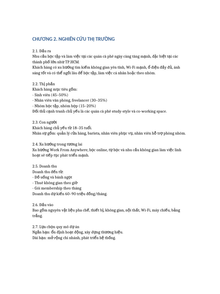 Chuong 2 Nghien Cuu Thi Truong Quan Cafe | PDF