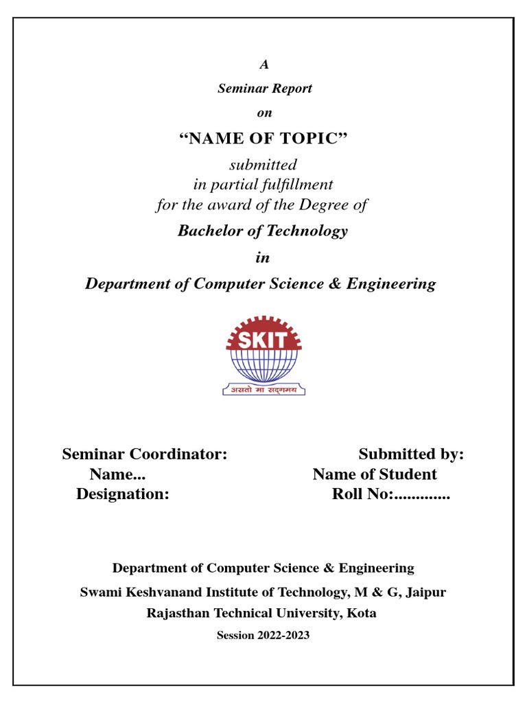 Seminar Report Format 1 | PDF | Machine Learning | Internet Of Things
