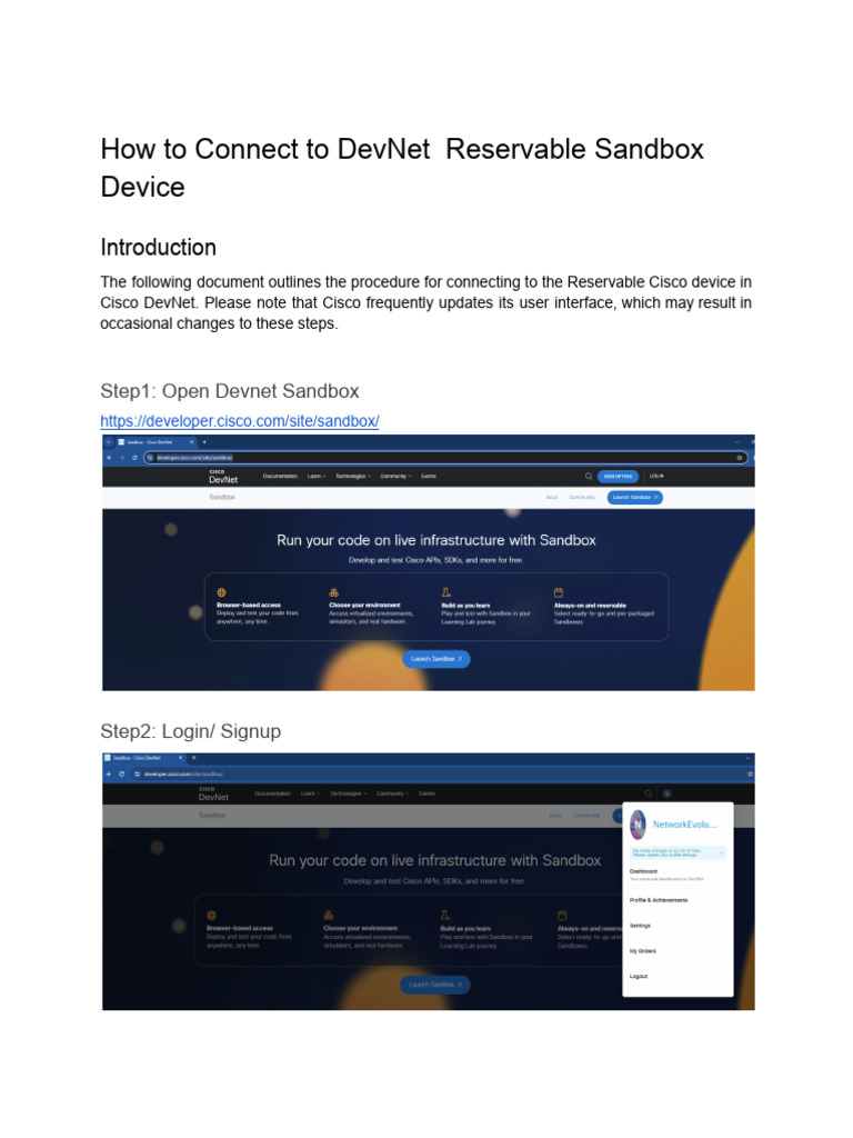 Connect to Cisco Devnet Reservable Device | PDF