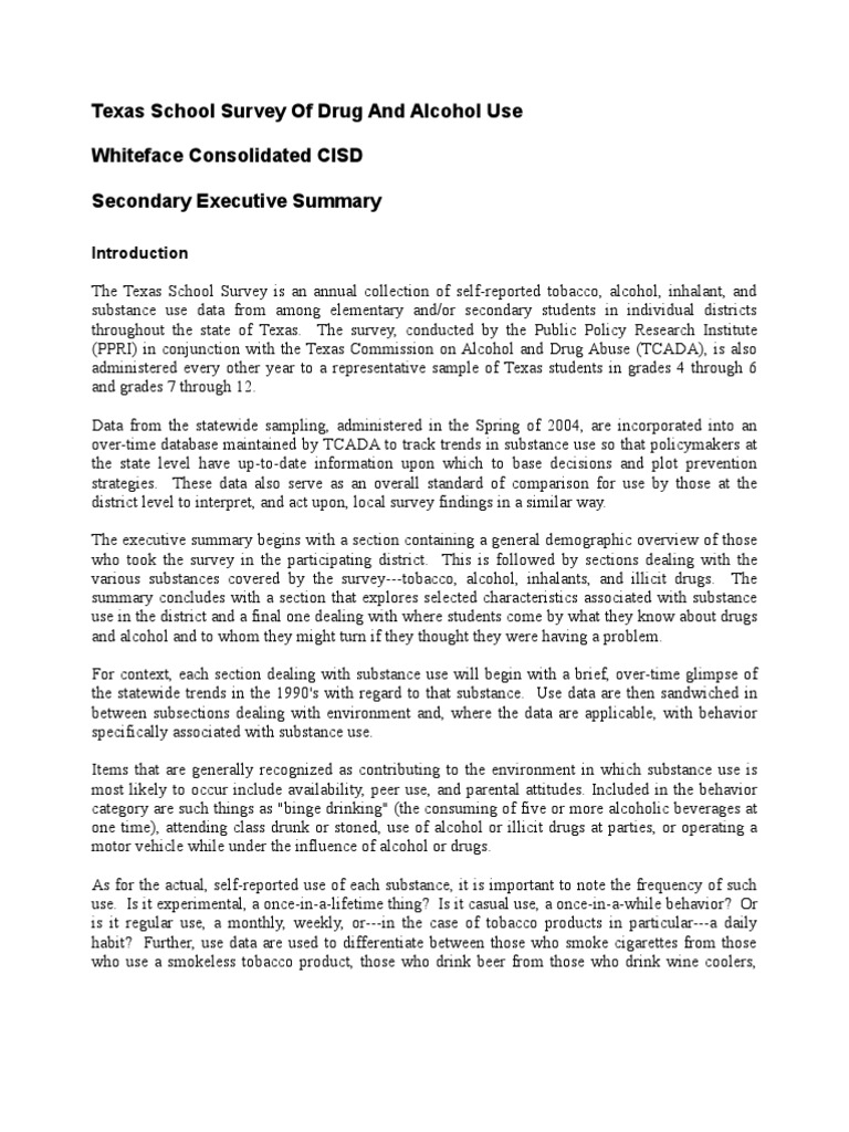 COCHRAN COUNTY Whiteface CISD 2004 Texas School Survey of Drug and Alcohol Use PDF