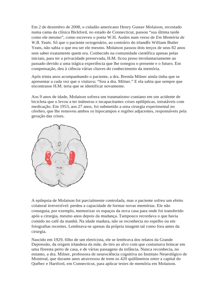 Caso H.M | PDF | Memória | Cérebro