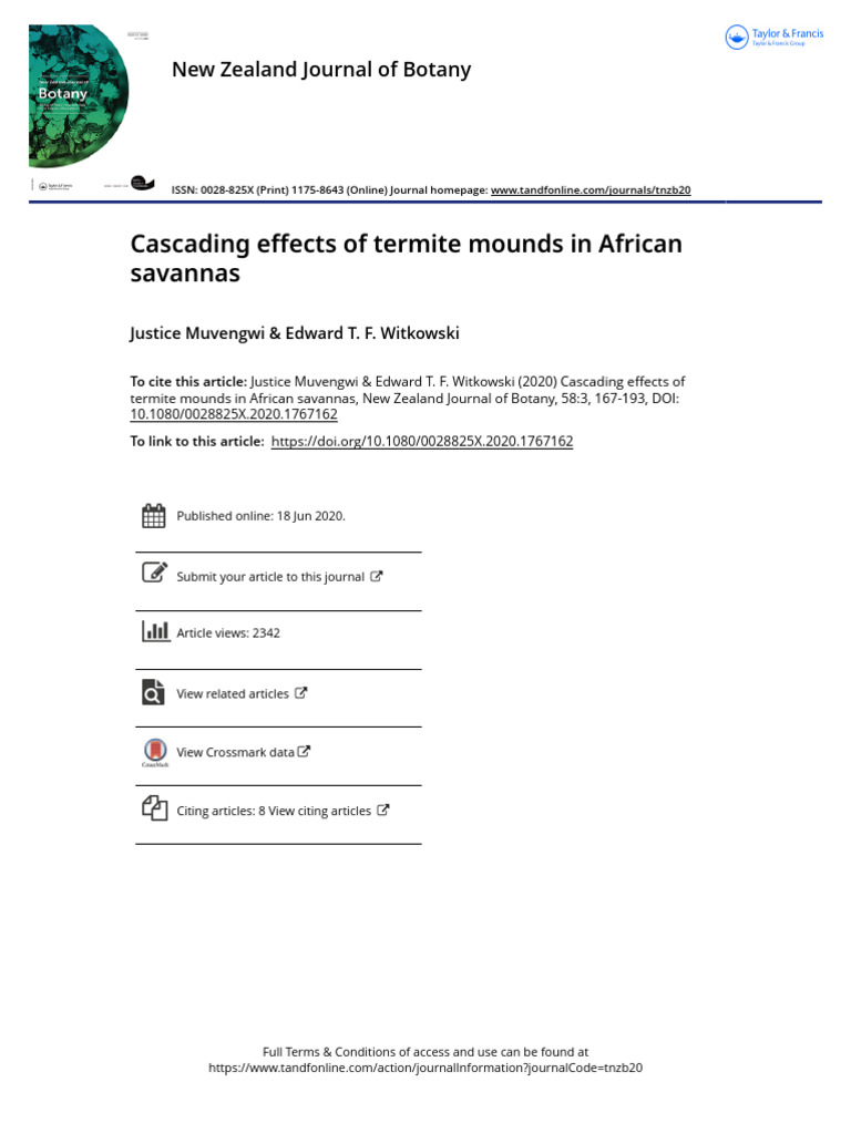 Cascading Effects of Termite Mounds in African Savannas | PDF ...