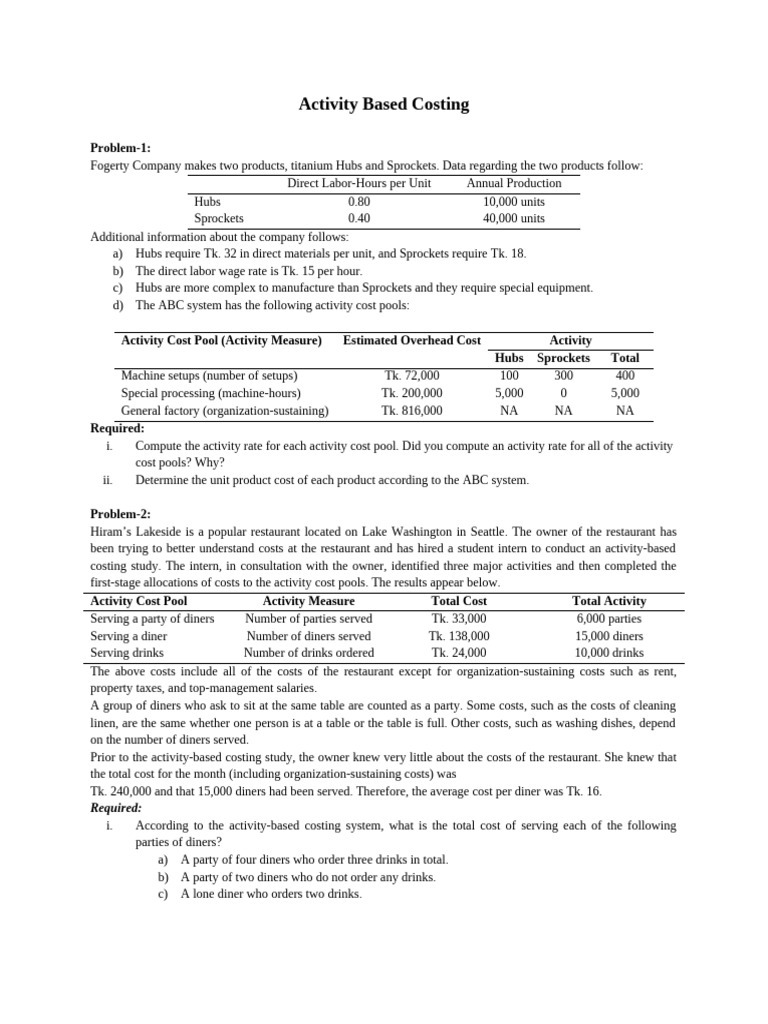 Chapter 6-Activity Based Costing-Practice | PDF | Gross Margin | Economies