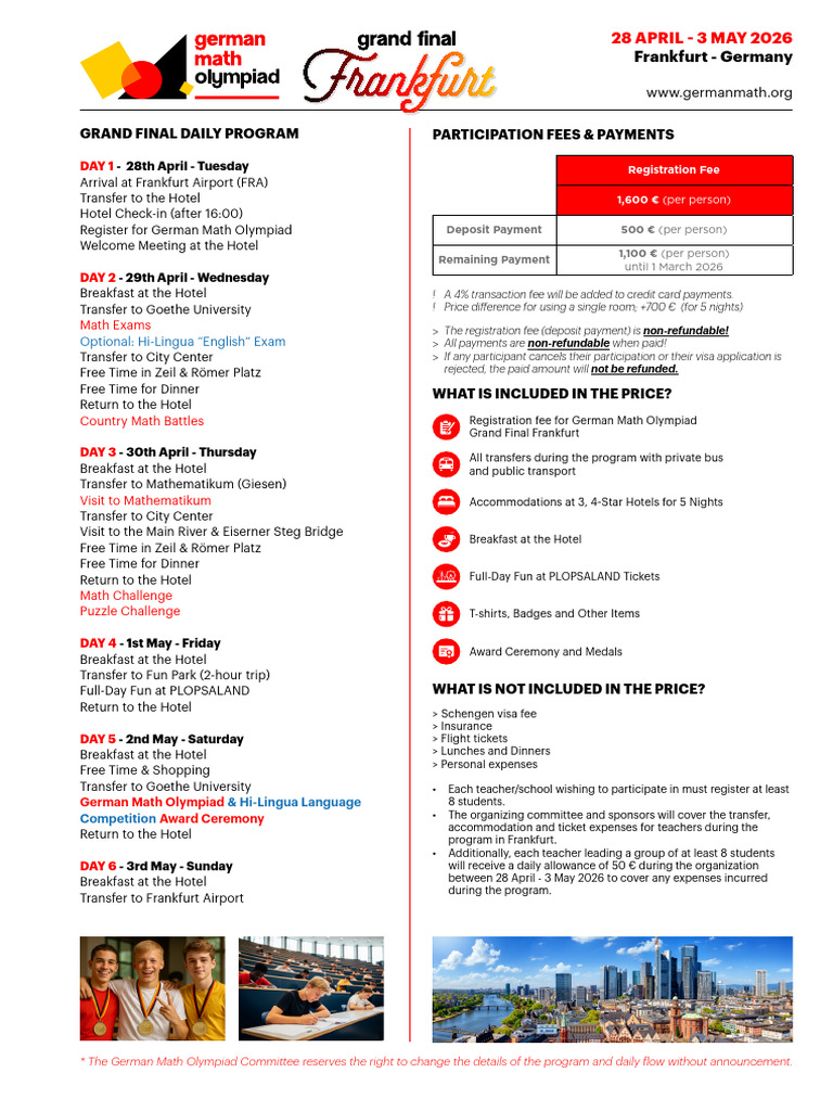 GF Frankfurt Daily Program Fee | PDF | Fee | Payments