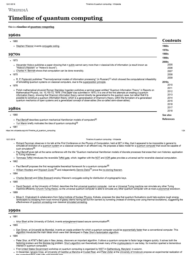 Timeline of Quantum Computing - Wikipedia | PDF | Quantum Computing ...