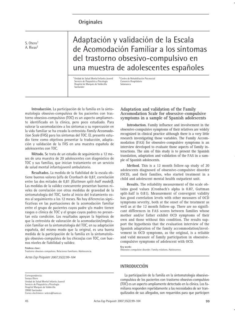Validacion de FAS | PDF | Desorden obsesivo compulsivo | Trastorno mental