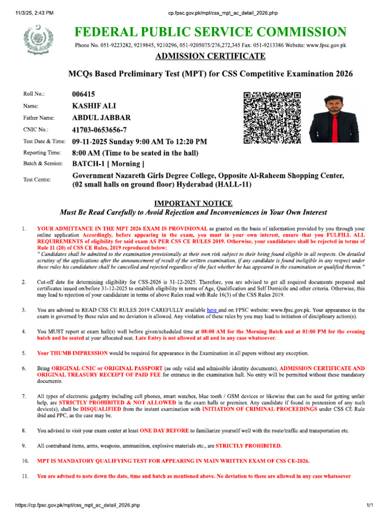 Test Slip Css 2026 | PDF