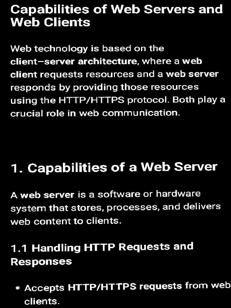 Capabilities of Web Server and Client | PDF