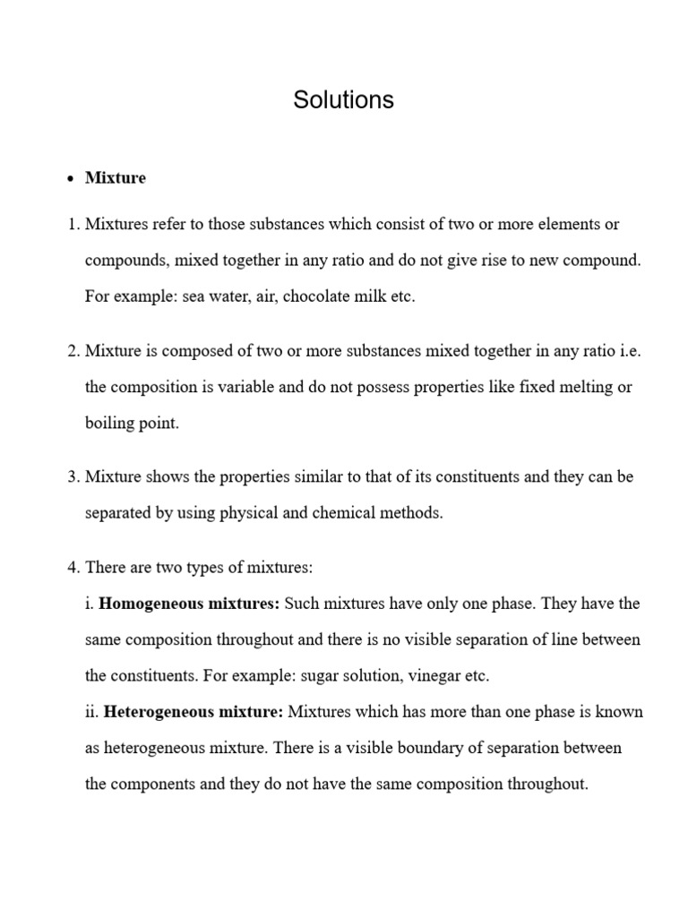 Solutions Notes For Revision Fast | PDF