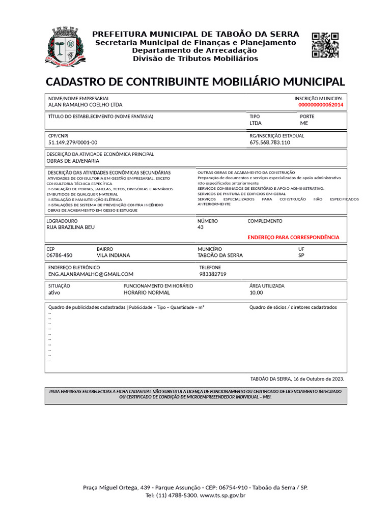 Ficha Cadastro - Ccm-62014 | PDF