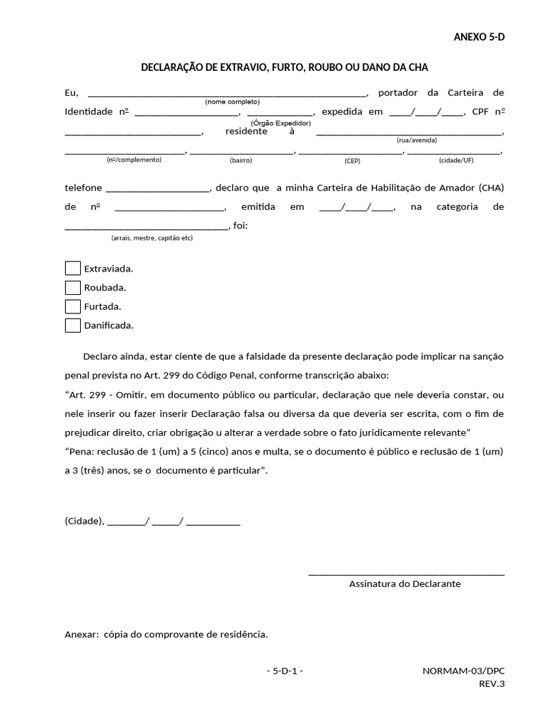 Declaracao de Extravio | PDF