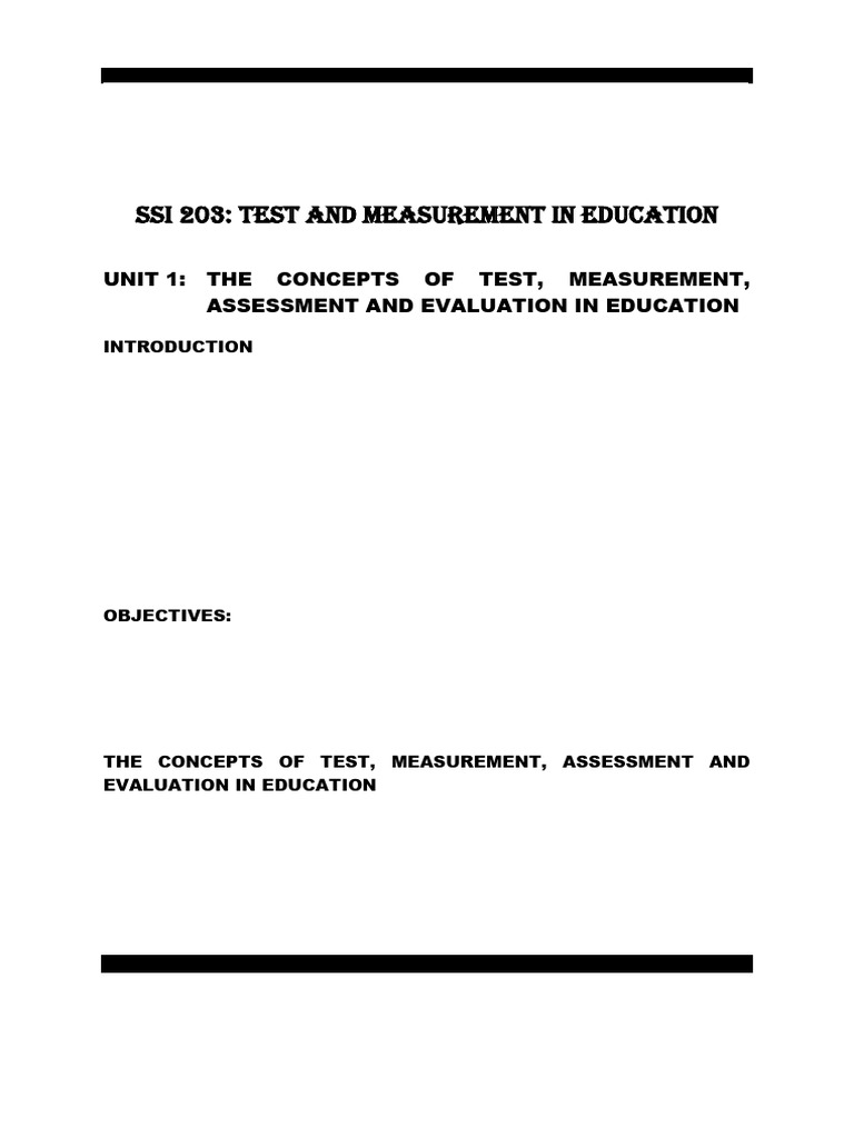 SSI 203 Test and Measurement in Education | PDF | Educational ...