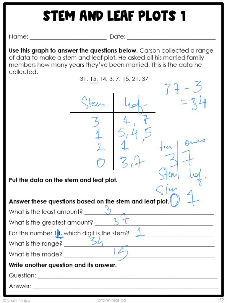 Stem and Leaf Plot Questions | PDF
