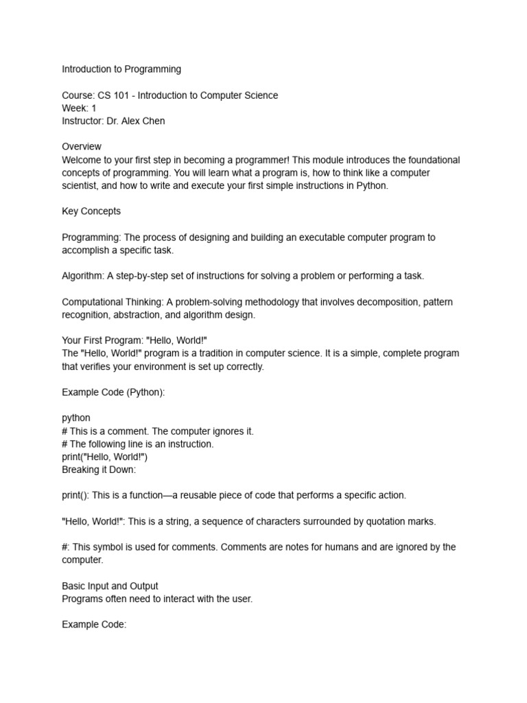 Intro To Programming | PDF