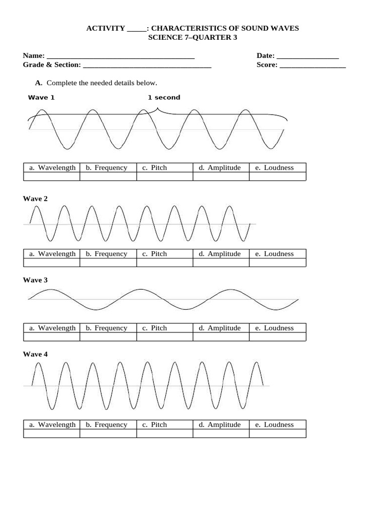 Sound Waves Activity Sci7 q3 | PDF