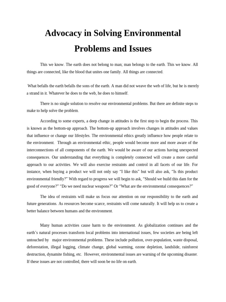 Advocacy in Solving Environmental Problems and Issues TIPON | PDF ...