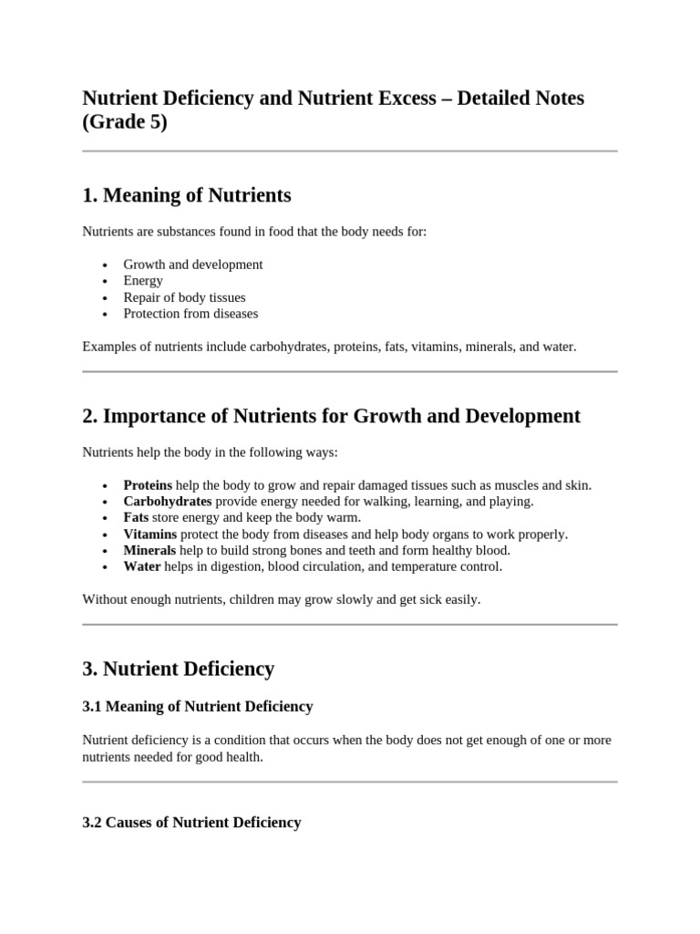 Nutrient Deficiency and Nutrient Excess | PDF | Nutrients | Malnutrition
