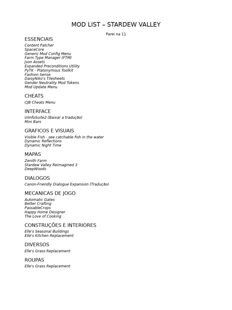 Mod List | PDF