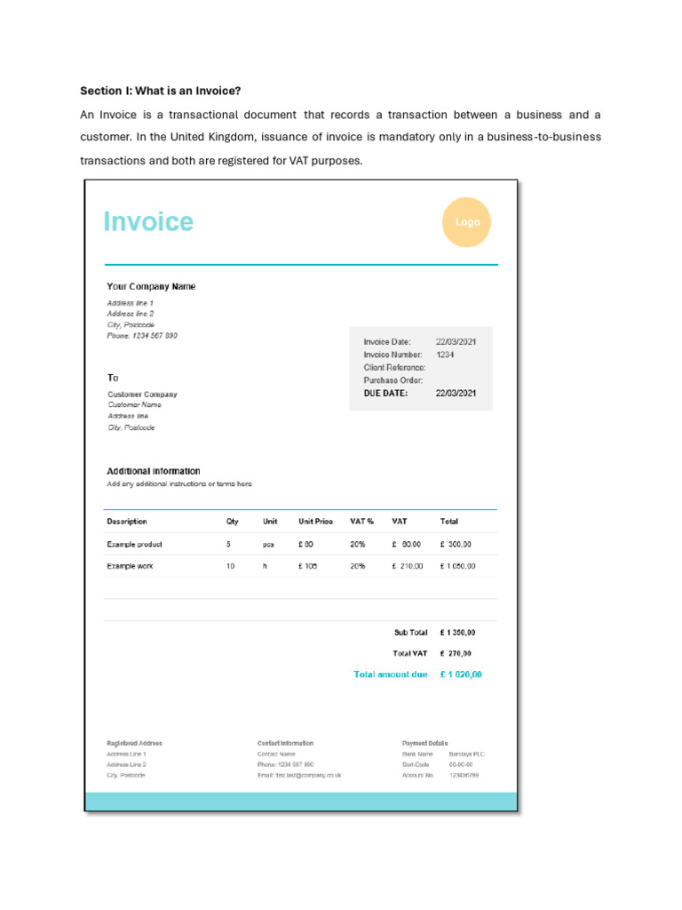 Section I - What Is An Invoice | PDF