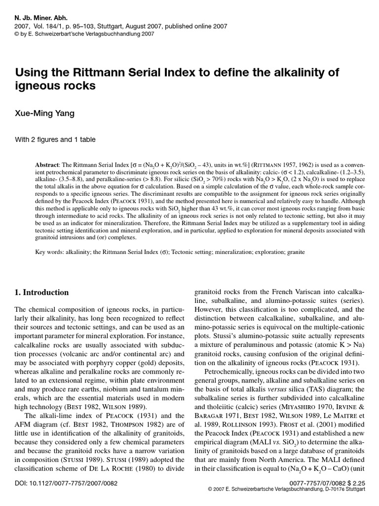 Using The Rittmann Serial Index To Defin | PDF | Igneous Rock | Rock ...