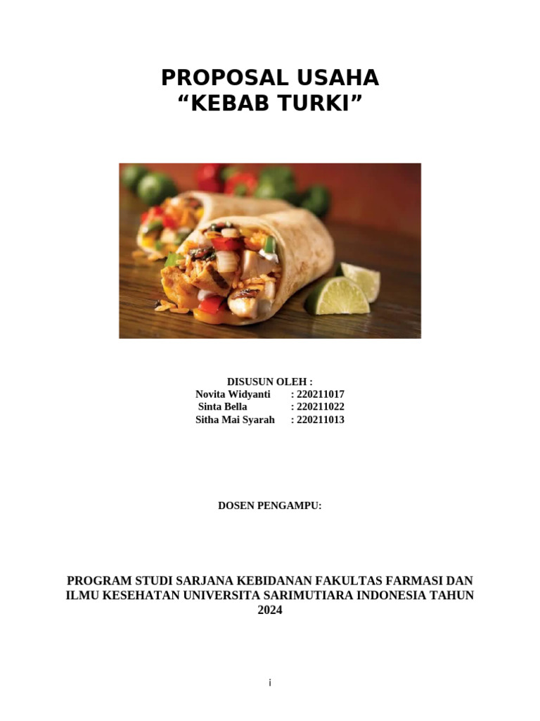 Proposal Usaha Kebab Turki | PDF