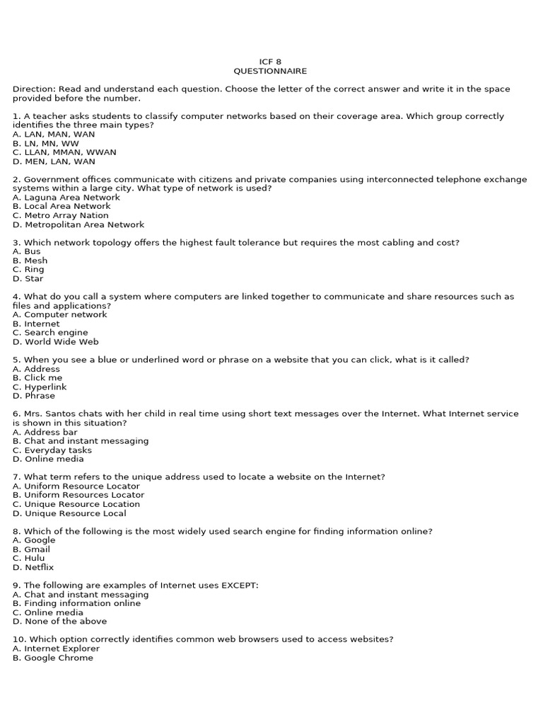 Third Quarter Examination-Icf 8 | PDF | World Wide Web | Internet & Web