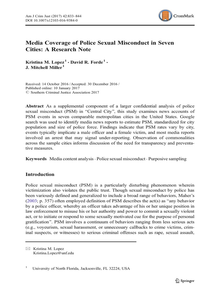 Media Coverage of Police Sexual Misconduct in Seven Cities | PDF ...