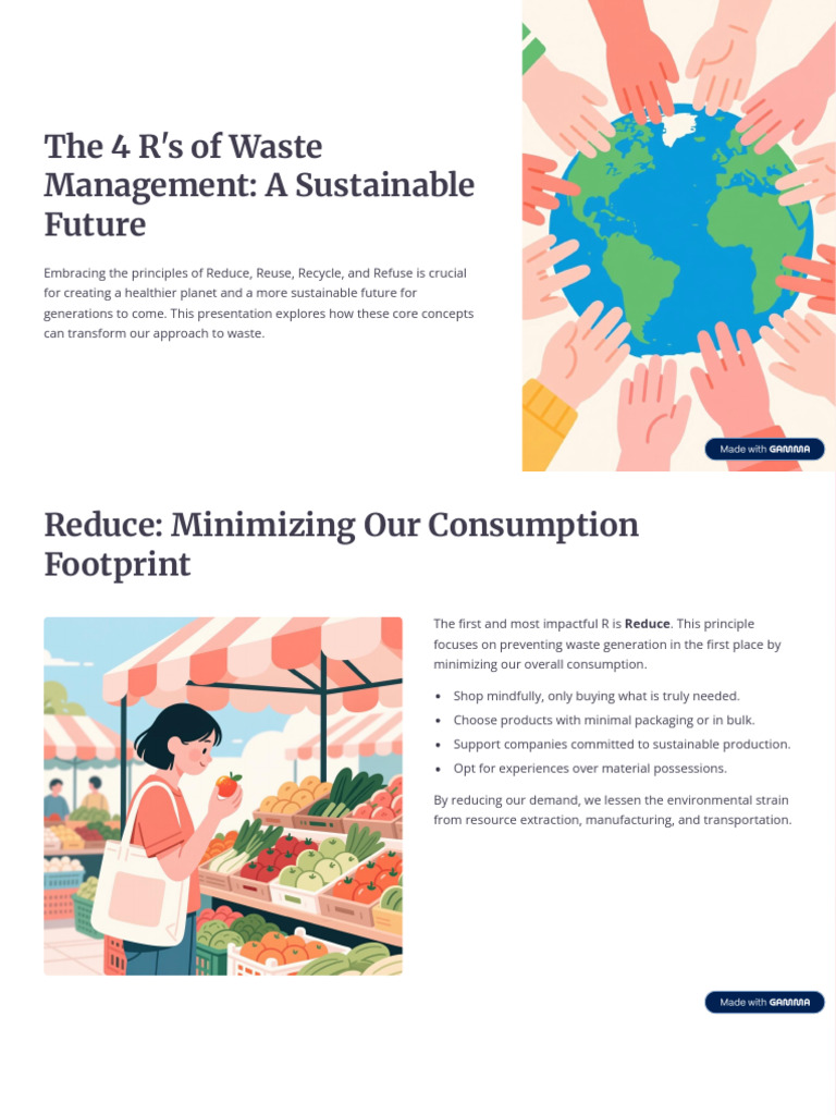 The 4 Rs of Waste Management a Sustainable Future | PDF | Reuse | Waste