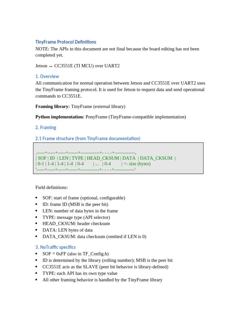 Tinyframe Uart2 Cc3551e Protocol v6 | PDF | Computing | Computer ...