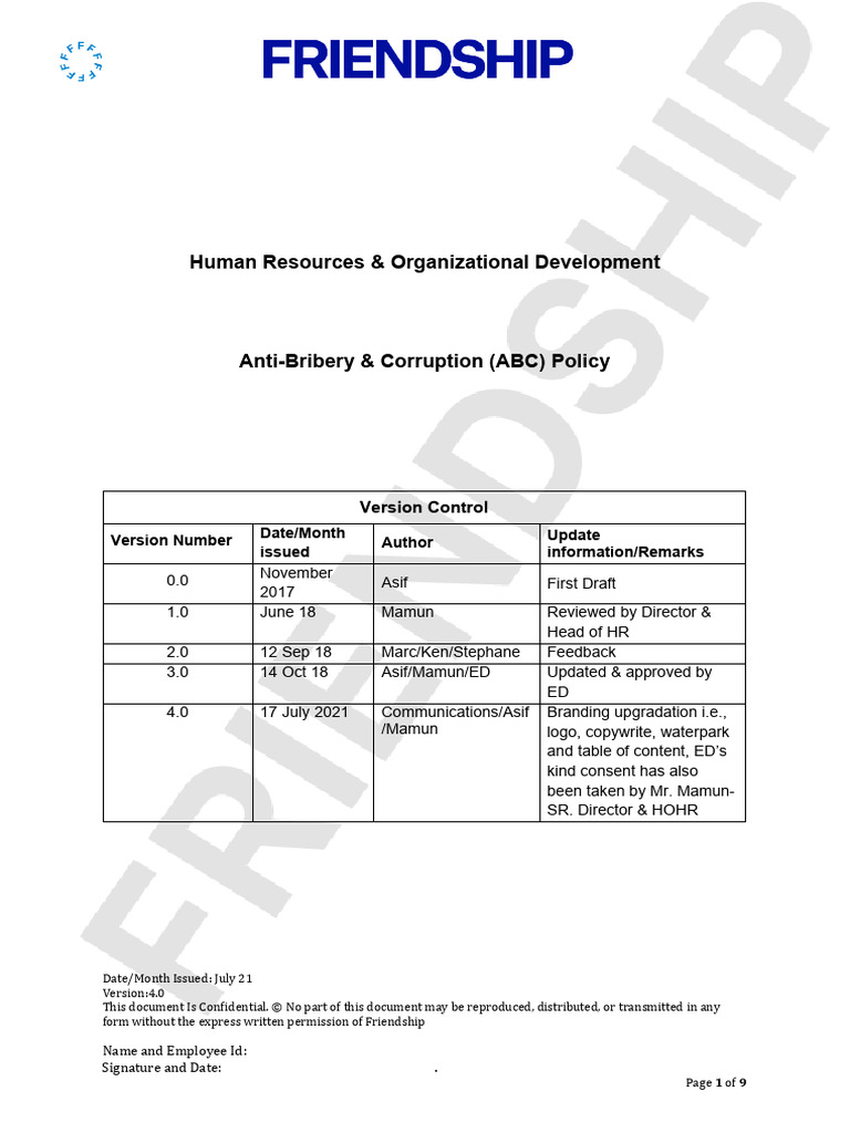 Anti Bribery Policy v.4 | PDF | Bribery | Corruption