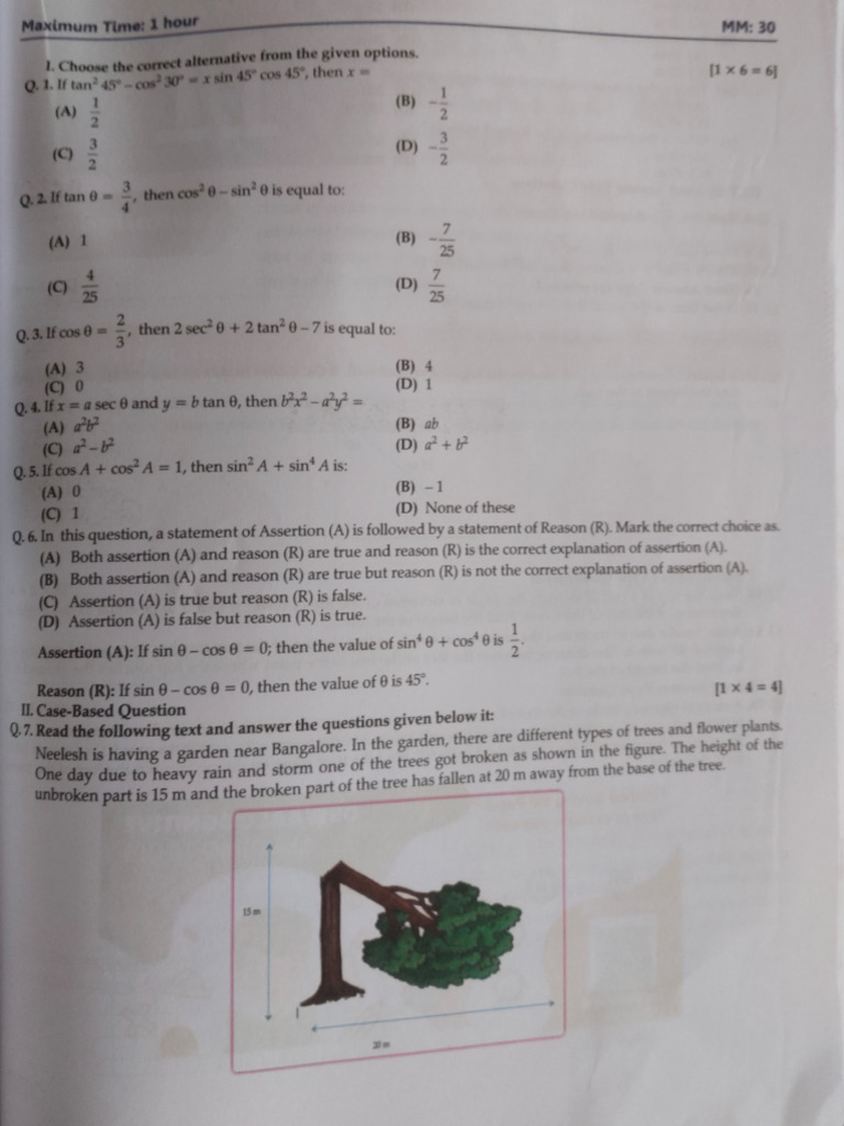 Class 10 Trigonometry Revision Test | PDF | Elementary Mathematics ...