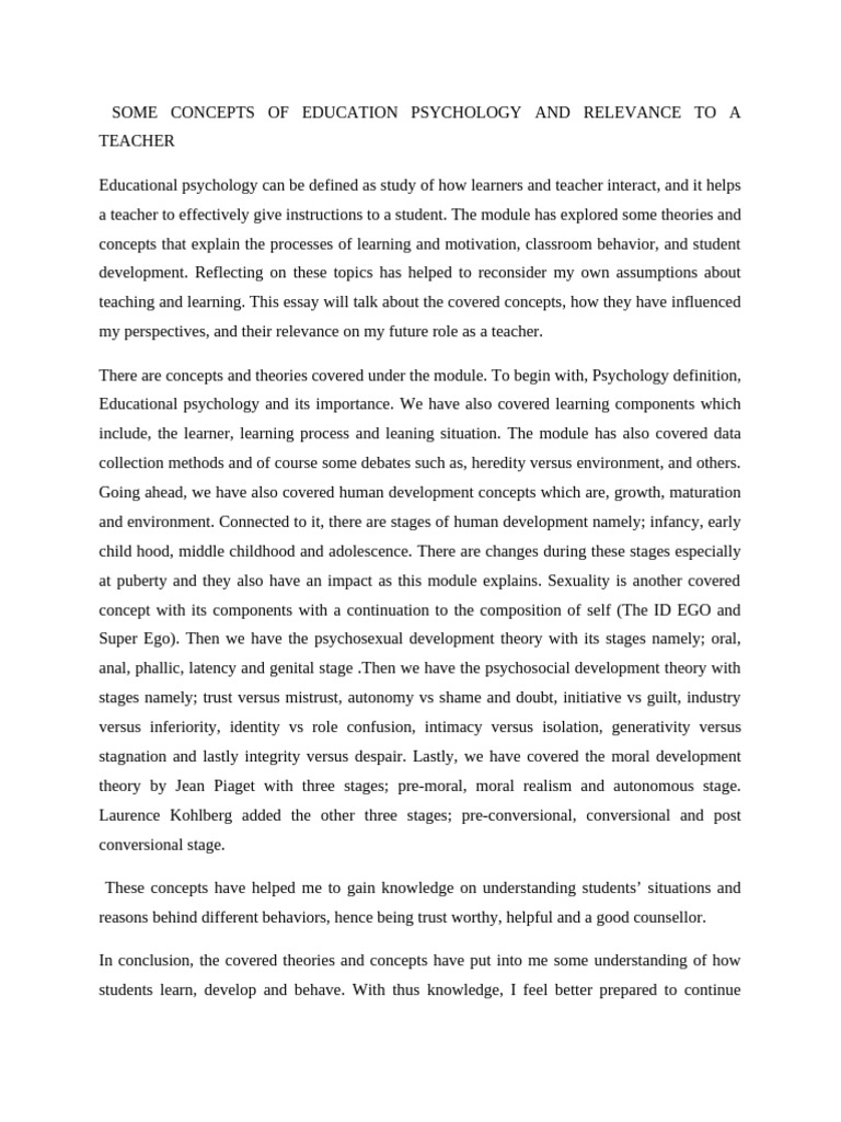 Some Concepts of Education Psychology and Relevance to a Teacher | PDF ...