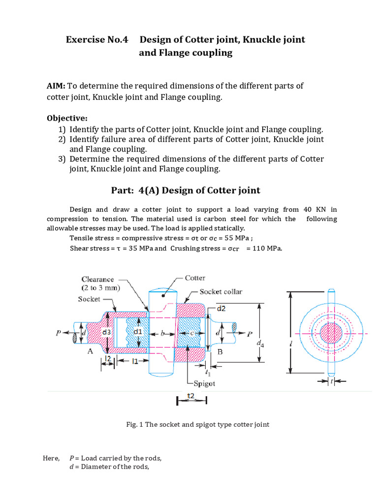 s Exercises No. 4 Part 4(a) Design of Cotter Joint_student | PDF ...