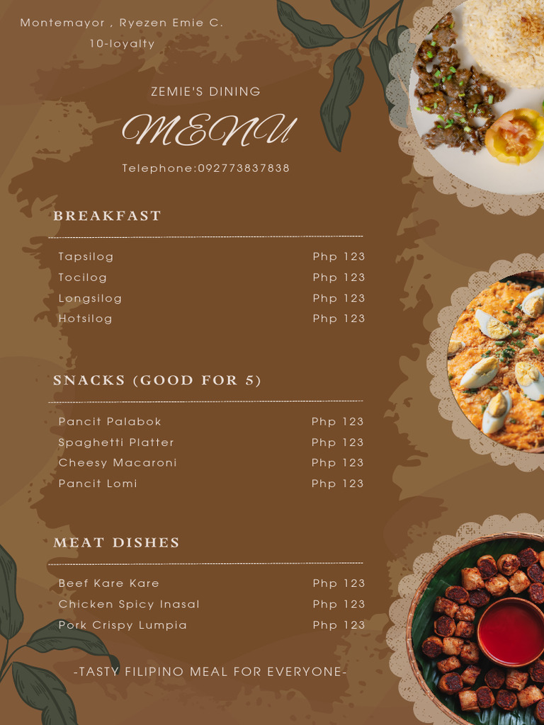 Charcoal Black Modern Filipiñana Filipino Cuisine Menu - 20251216 ...
